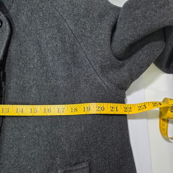 Andrea Charcoal Wool Coat Women’s 14P Hooded Velvet Trim Long Winter Jacket Vtg - Picture 10 of 12